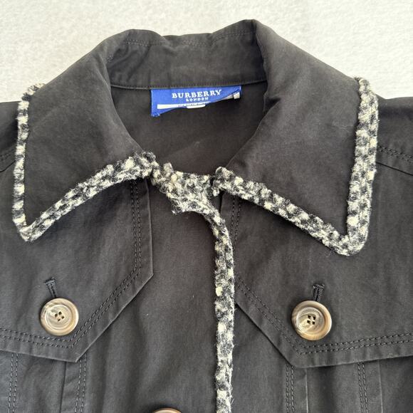 Burberry Blue Label Jacket. Black With Houndstooth Trim. Sz 38 - Picture 2 of 8